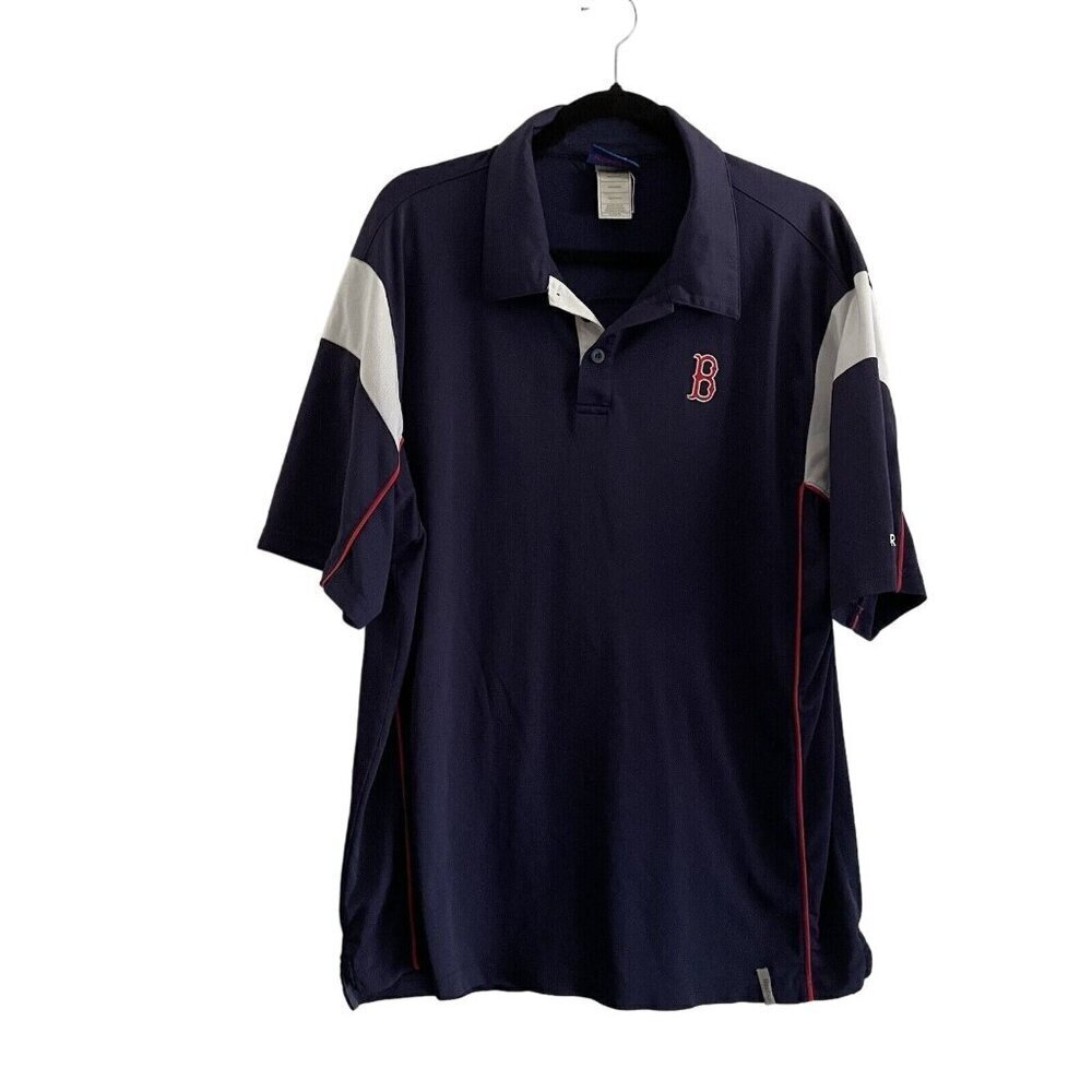 Reebok Boston Red Socks Mens SZ XL Navy Blue/White/Red Shirt Sleeve Polo Shirt